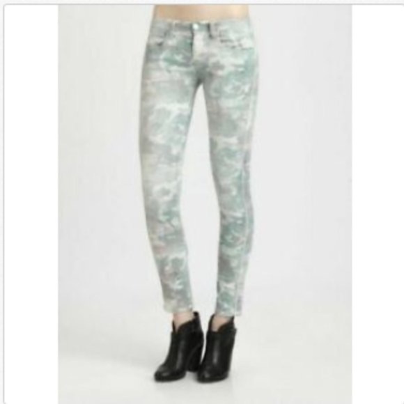 IRO Damia Camo Paint Splatter Printed Skinny Denim Jeans (16) - Picture 2 of 4